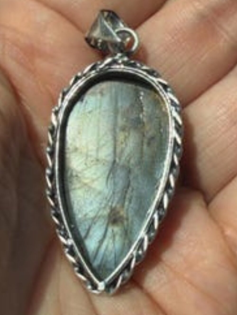 Labradorite Pendant Marquise Blue Flash Natural Gemstone Handmade Pendant - Picture 6 of 7